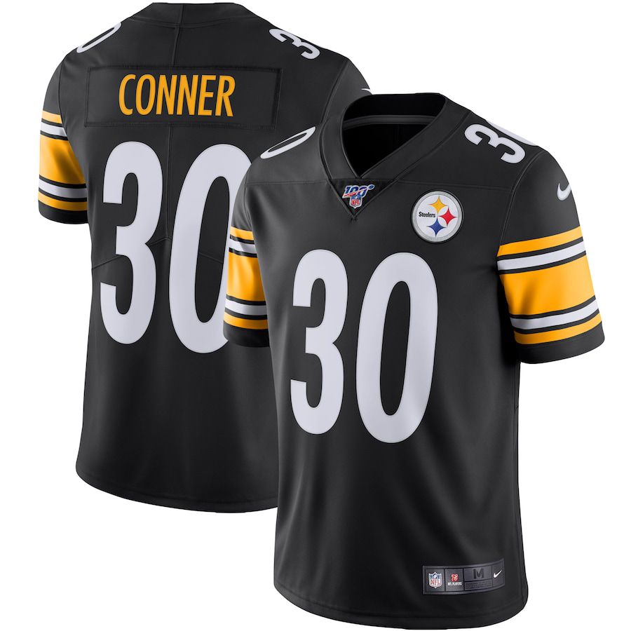 Men Pittsburgh Steelers #30 James Conner Nike Black 100th Limited NFL Jersey